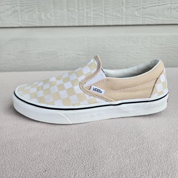 Vans Classic Slip-On Checkerboard Peach Sneaker Women SZ 8 Canvas Casual - Picture 5 of 12